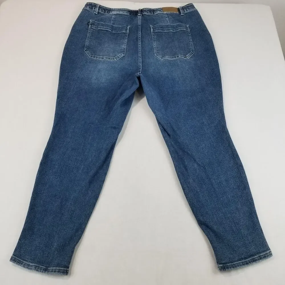 Judy Blue Jeans Womens 20W Blue Jogger Stretch Denim Drawstring Tapered Pants